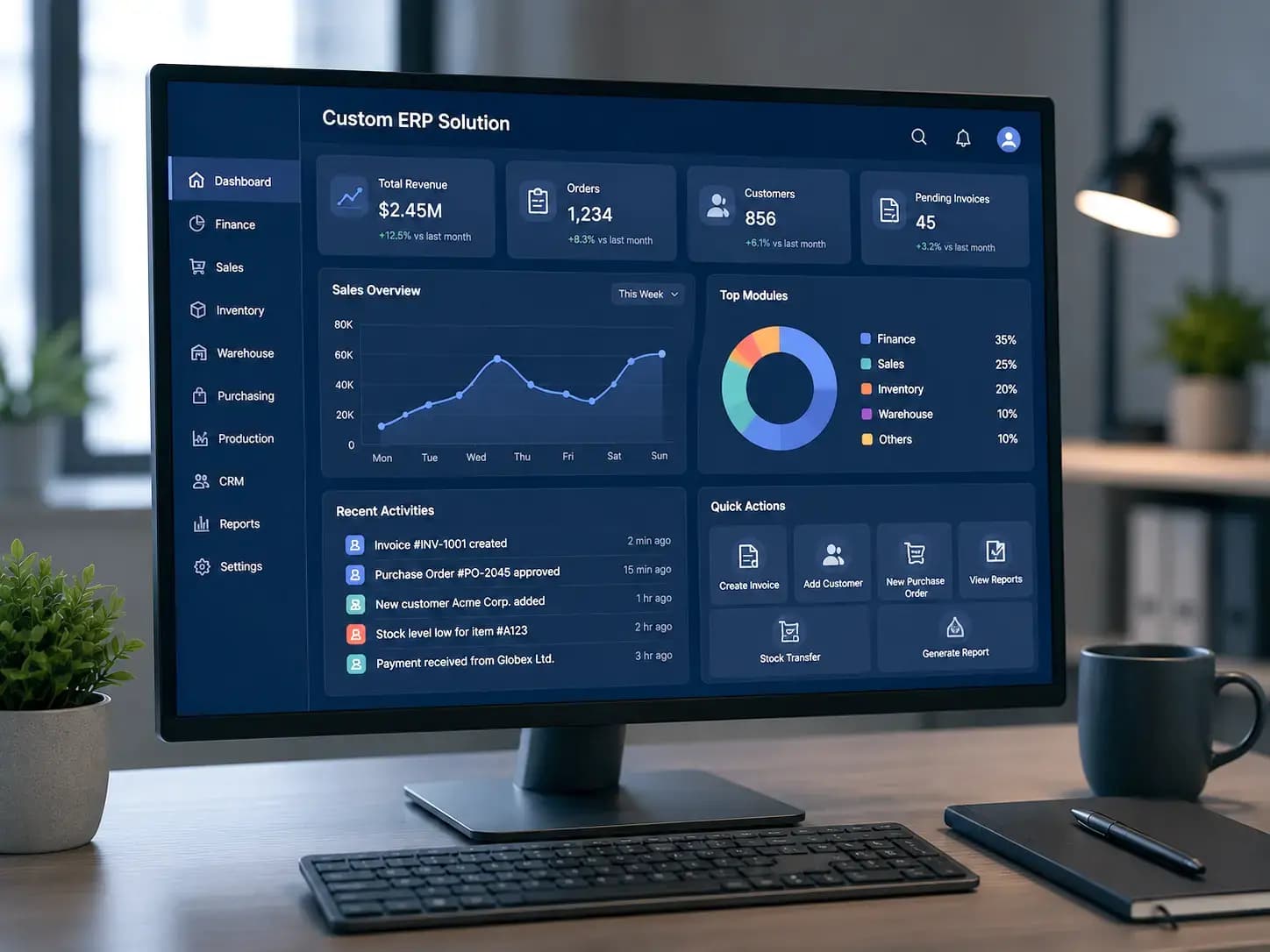Custom and legacy ERP systems integrated with AI for business automation