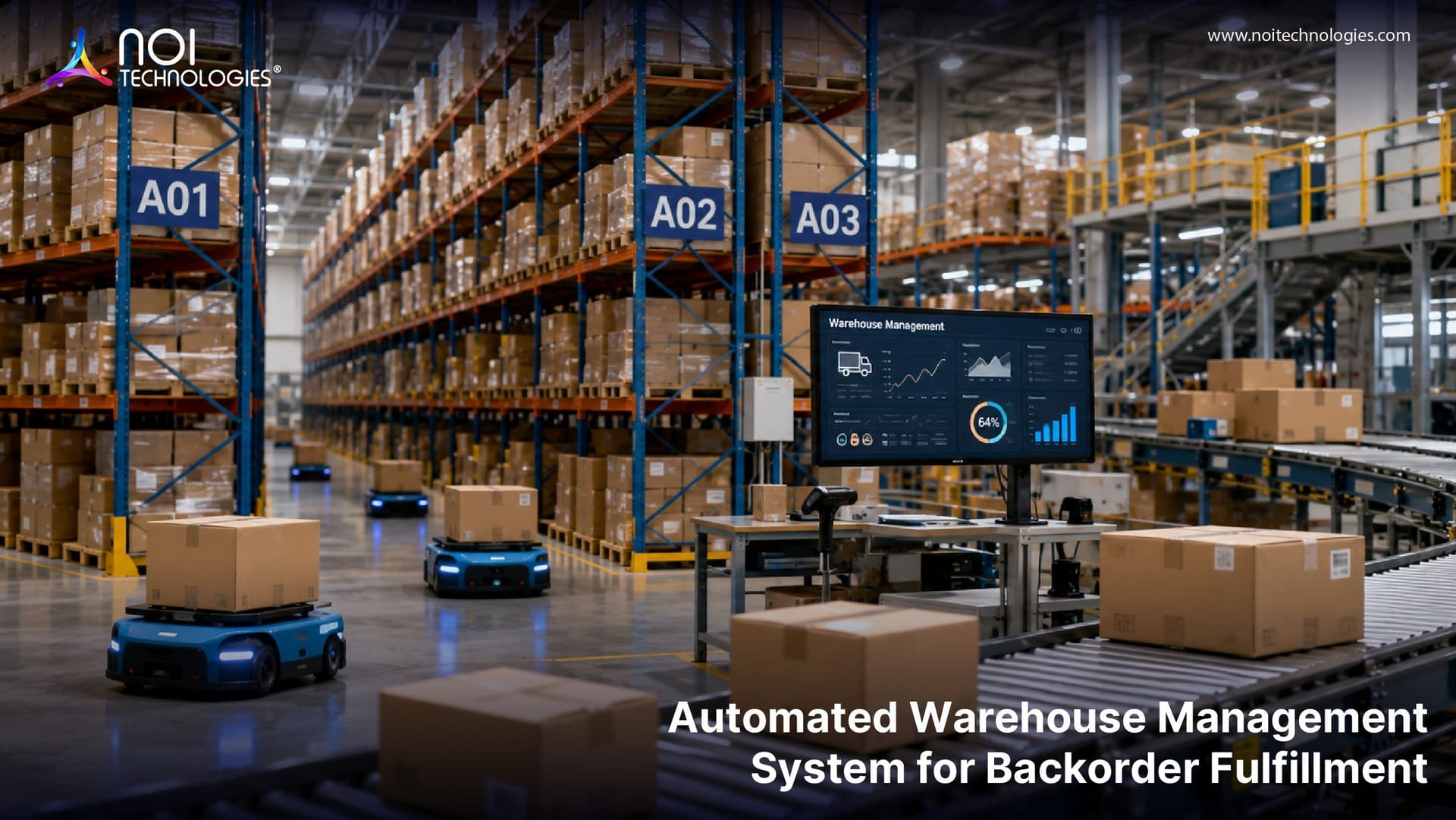 Automated warehouse management system using robotics and real-time inventory tracking to improve backorder fulfillment efficiency