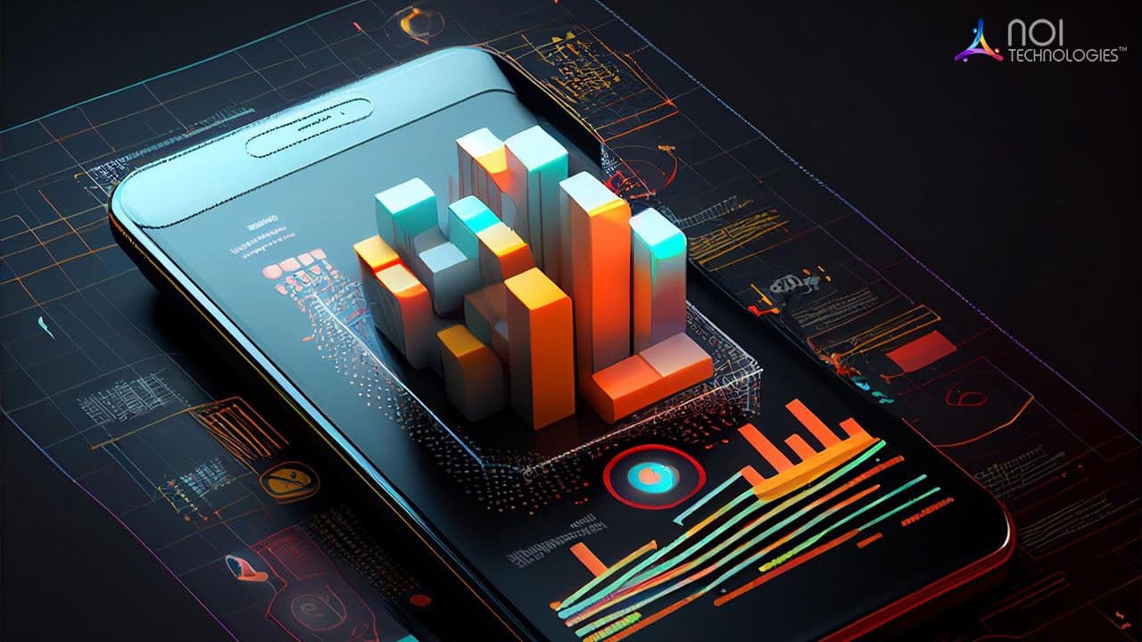Mobile business app displaying growth and performance analytics